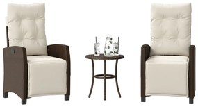 365250 vidaXL Бистро комплект с възглавници 3 части кафяв полиратан