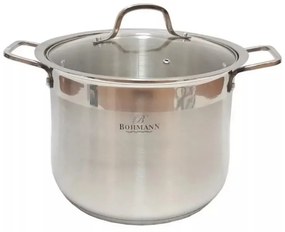 Дълбока тенджера Bohmann BH 2621, 26 см, 11.5 л, Стъклен капак, Индукция, Инокс