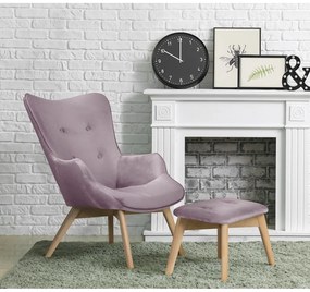 Кадифен фотьойл с табуретка лавандула Niko – Ropez