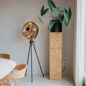 Подов вентилатор черен със злато 4 светлини с димиране - Kim