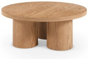 Кръгла масичка за кафе от декор от дъб в естествен цвят ø 100 cm Arancha – MOME