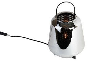 Лампа за маса в стил арт деко черна с димно стъкло 23 см - Kevin