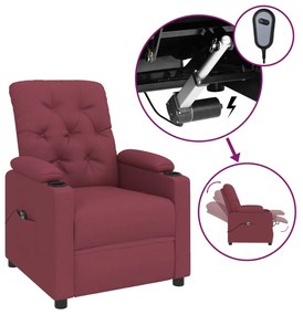 3098842 vidaXL Електрически стол реклайнер, виненочервен, текстил