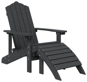 Градински стол Adirondack с табуретка, HDPE, антрацит