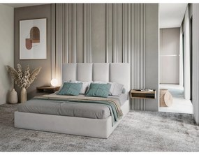 Светлосиво кадифено двойно легло , 140 x 200 cm Juniper - Mazzini Beds