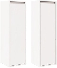 813508 vidaXL Стенни шкафове, 2 бр, бели, 30x30x100 см, бор масив