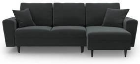 Тъмносив кадифен разтегателен ъглов диван с място за съхранение Kyoto – Cosmopolitan Design