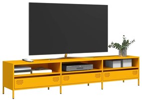 851349 vidaXL ТВ шкаф горчица жълто 202x39x43,5 см студеновалцувана стомана