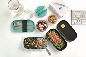 Комплект 2 бр кутии за храна Lekue On The Go 1010220, 500 мл, Херметично затваряне, Отделение за прибори, Клапан за микровълнова, Тюркоаз