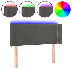 3123127 vidaXL LED горна табла за легло, тъмносива, 83x16x78/88 см, кадифе