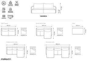 Кремав сгъваем/с място за съхранение диван 216 cm Nanea – Makamii