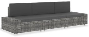 49526 vidaXL Триместен модулен диван, полиратан, сив
