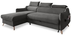 Тъмносив ъглов разтегателен диван от кадифе (ляв ъгъл) Sweet Harmony - Miuform