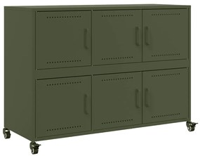 846744 vidaXL Бюфет, маслиненозелен, 100,5x39x72 см, стомана