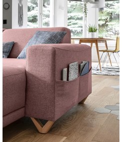 Розов разтегателен/с място за съхранение ъглов диван (ляв ъгъл/U форма) Classy Sophie – Miuform