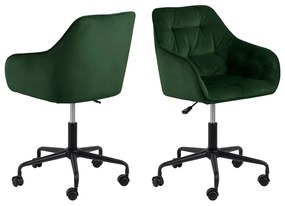 Зелен офис стол с кадифена повърхност Brooke - Actona