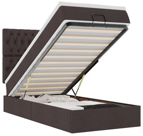 3314061 vidaXL Османска легло с матрак и LED, тъмнокафяво, 90x200 см, плат
