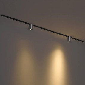 Modern railsysteem zwart met 2 spots gunmetal 1-fase - Iconic Rondoo Up