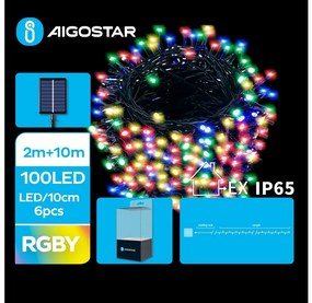 Aigostar - LED соларни коледни лампички 100xLED/8 функции 12 м IP65 многоцветен