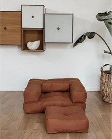 Детски сгъваем фотьойл с табуретка Creamy Mini Cube - Karup Design