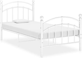 324971 vidaXL Рамка за легло, бяла, метал, 100x200 cм