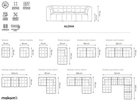 Син кадифен диван 255 cm Aloha – Makamii