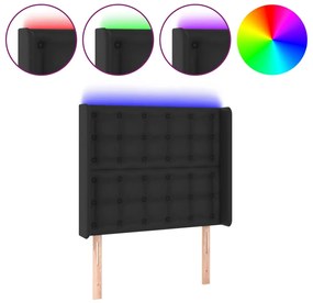 3124132 vidaXL LED горна табла за легло, черна, 103x16x118/128 см