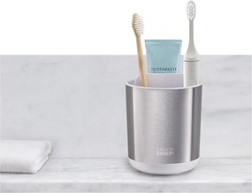 Чаша за четки за зъби от неръждаема стомана в сребрист цвят Duo Steel – Joseph Joseph