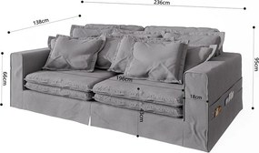 Светлосив диван 236 cm Nora – Ropez