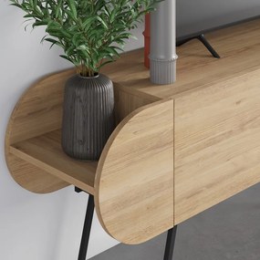 Масичка за телевизор с дъбов декор в естествен цвят 195x57 cm Saluso - Marckeric