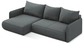 Сив разтегателен ъглов диван с място за съхранение (ляв ъгъл) Nanea – Makamii