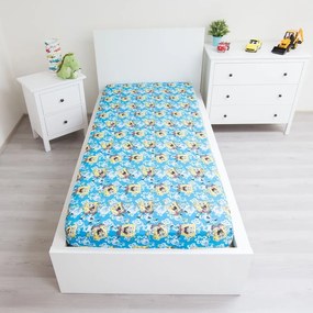 Син еластичен памучен детски чаршаф 90x200 cm Sponge Bob "Blue" – Jerry Fabrics
