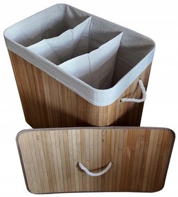 Бамбуков кош за пране - 3 камери, 150 л Eстествен