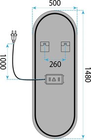 Огледало LED 150x50cm MOL-OV