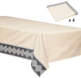 Покривка за маса 150x250 cm и салфетки 6 бр atmosphera, Слонова кост