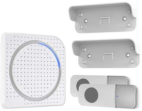 Solight 1L67DT - Безжичен звънец за контакт 230V + 2x плоска IP56 бял