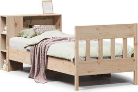 3323206 vidaXL Легло с рафтове за книги, без матрак, 75x190 см, бор масив