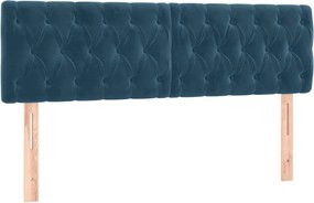 346366 vidaXL Горни табли за легло, 2 бр, тъмносиня, 80x7x78/88 см кадифе