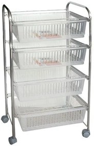 Ege - Стелаж 4 етажа с колела пластмаса/инокс 40373