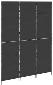 Sonata H Пространствен разделител 3 панела, сгъваем, черен, 146x180 см, полиратан
