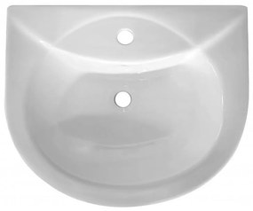 Мивка за баня ICC 2141 / 10, Inter Ceramic, стенен монтаж, с отвор за смесител и преливник, порцелан, бял, 52x43.5x20см