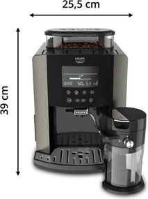 Кафеавтомат Krups Arabica Latte EA819E10, 1450W, 15 bar, 1.7 l, LCD, 5 програми, 3 функции, 3 настройки за темп. и аромат, Milk Comfort / One Touch Cappuccino, Черен