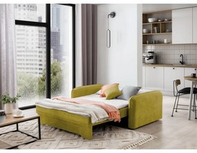 Жълт шенилов разтегателен диван с място за съхранение 155 cm Laine – ELTAP