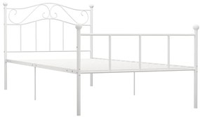 284517 vidaXL Рамка за легло, бяла, метал, 100x200 cм