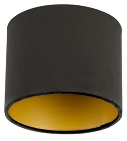 Кадифен абажур черен 18/18/14 със златист интериор