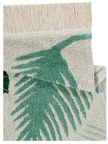 Зелен и кремав ръчно изработен памучен детски килим подходящ за пране 140x200 cm Tropical Green – Lorena Canals