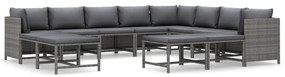 3059777 vidaXL Градински лаундж комплект с възглавници 12 части полиратан сив