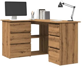 855963 vidaXL Ъглово бюро дъб Artisan 145x100x76 cm Инженерна дървесина