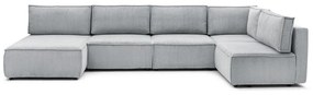 Светлосив велурен променлив U-образен ъглов диван Nihad modular - Bobochic Paris