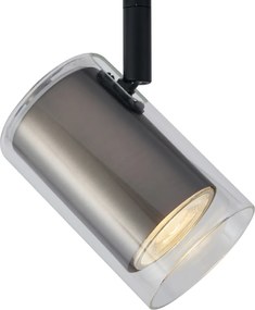 Модерен прожектор Gunmetal с прозрачно стъкло за релсова система 1-фазен - Iconic Lloyd